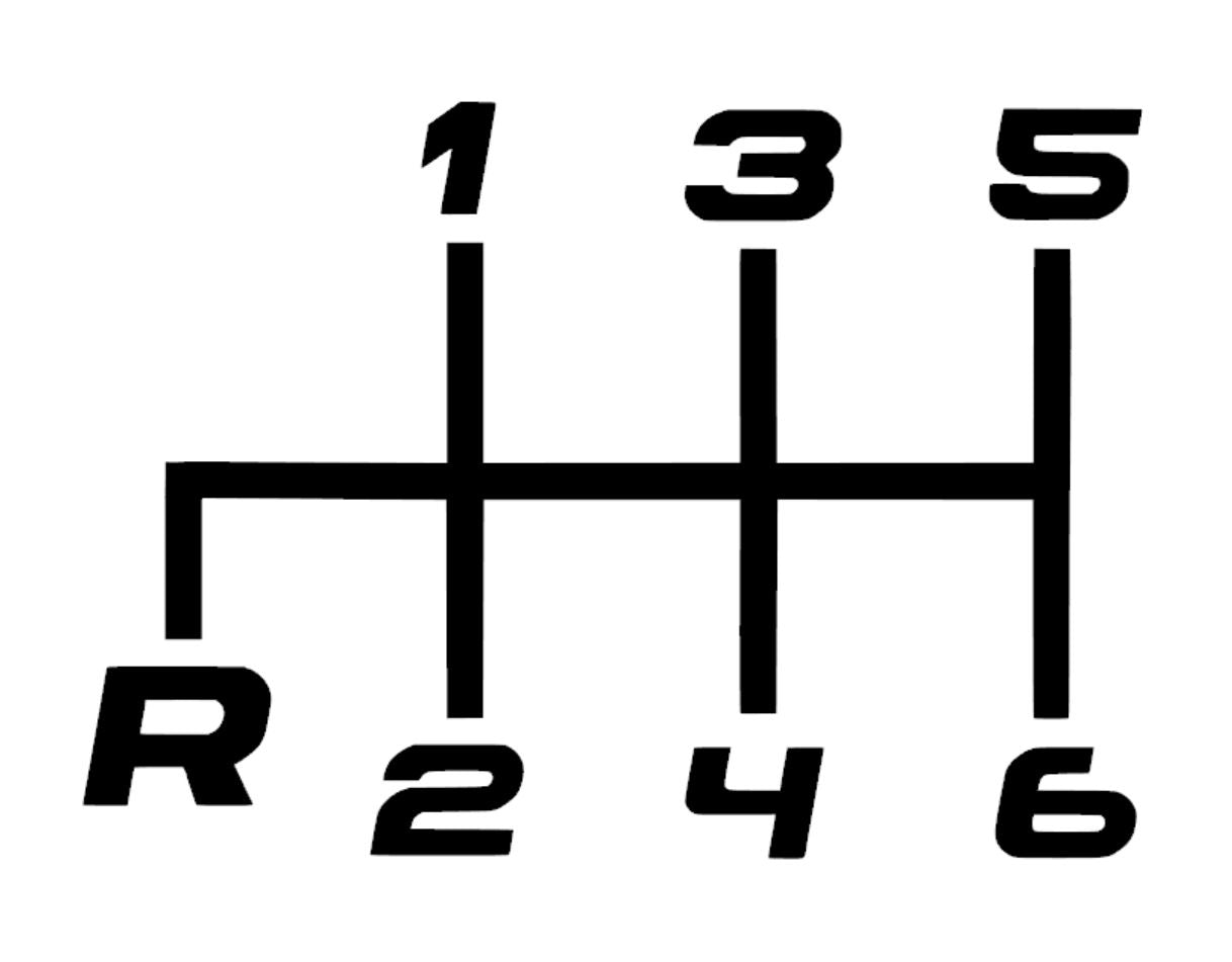 6 Speed - Left Down Reverse decal