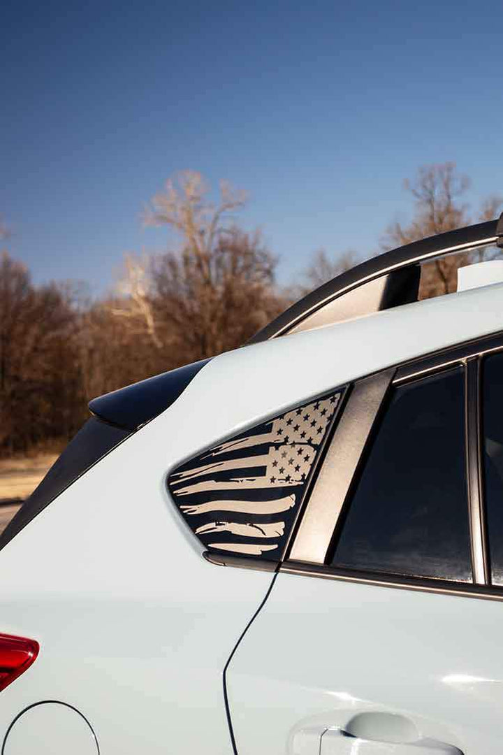 Subaru Crosstrek american flag window decal sticker matte black