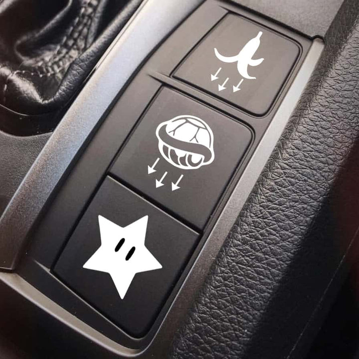 Honda Civic 10th gen star koopa banana decal sticker for fake buttons white