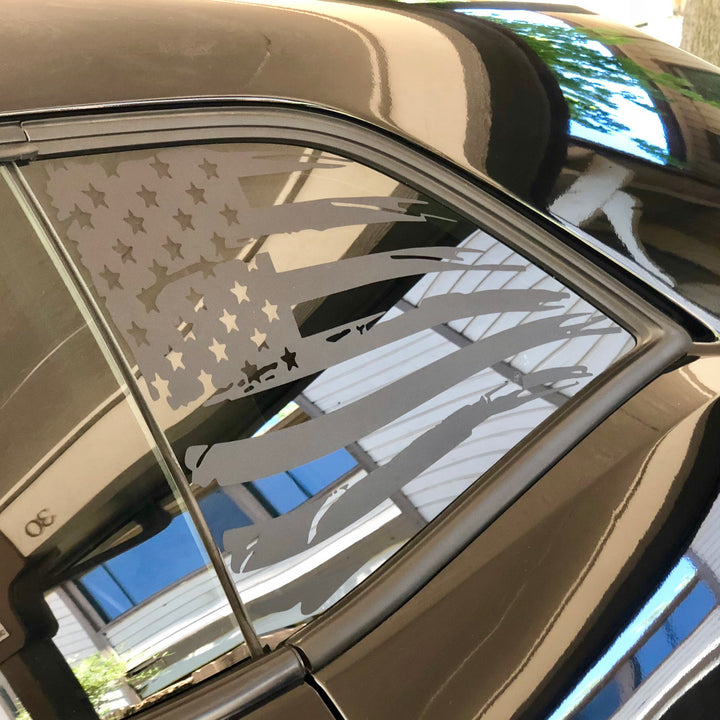 Dodge Challenger American flag window decal matte black