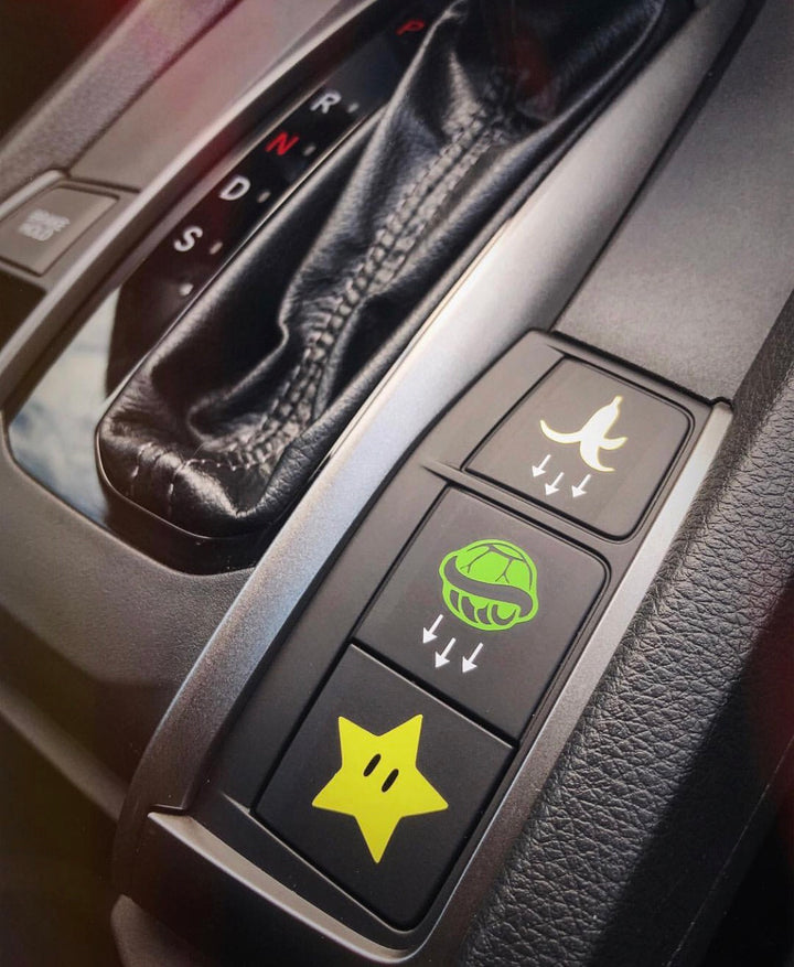 Honda Civic 10th gen star koopa banana decal sticker for fake buttons