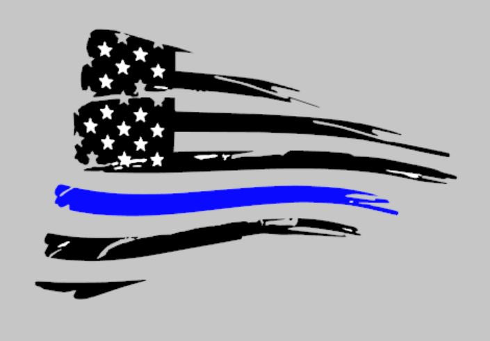 Ford Mustang 2015 and newer American flag decal sticker with thin blue line stripe